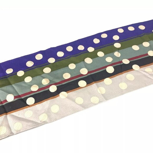 LOUIS VUITTON Dot polka dots LV logo Fringe Scarf Stole/Shawl silk Beige/purple - Picture 9 of 10